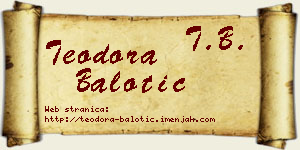 Teodora Balotić vizit kartica